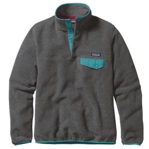 Women's Patagonia Synchilla Snap-T Fleece Pullover - Grey/Turquoise